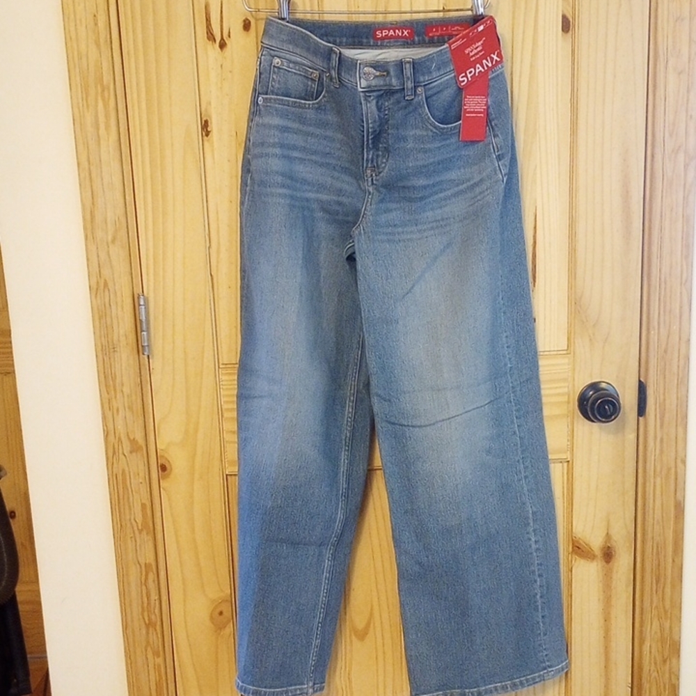 SPANX Light Blue Straight-Leg Jeans